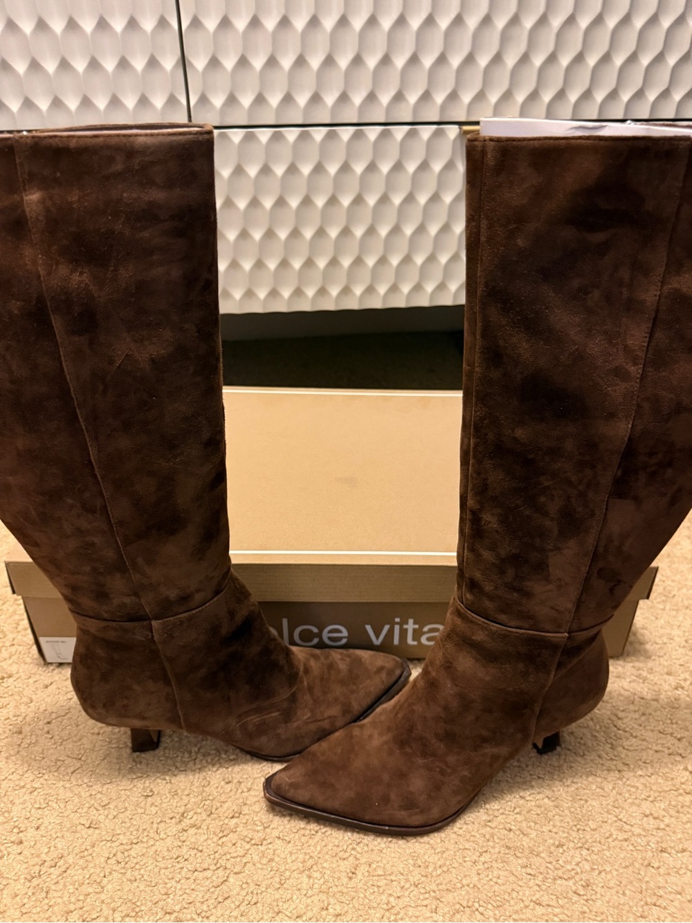 Dolce Vita Dark Brown Suede Over-the-Knee Boots - Wide Calf Auggie
